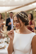 Load image into Gallery viewer, Mediterranean bride with golden leaf headband